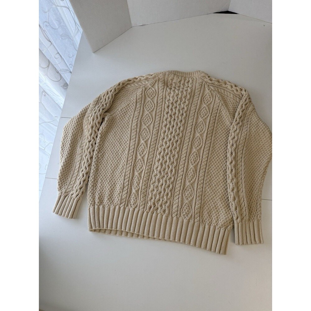 LL Bean Sweater Mens XL Cable Knit Signature Fisherman Sweater cotton 505183 Wea - Picture 9 of 12
